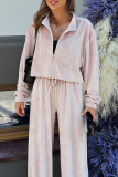 Casual Simplicity Solid Pocket Turndown Collar Long Sleeve Two Pieces