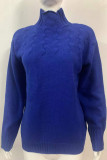 Casual Solid Weave Turtleneck Tops