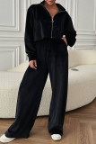 Casual Simplicity Solid Pocket Turndown Collar Long Sleeve Two Pieces