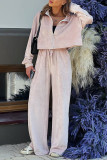 Casual Simplicity Solid Pocket Turndown Collar Long Sleeve Two Pieces