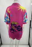 Casual Vintage Print Patchwork Long Sleeve Two Pieces