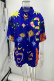 Casual Vintage Print Patchwork Long Sleeve Two Pieces