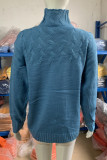 Casual Solid Weave Turtleneck Tops