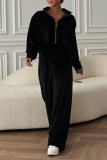 Casual Simplicity Solid Pocket Turndown Collar Long Sleeve Two Pieces