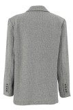 Casual British Style Geometric Patchwork Pocket Turn-back Collar Outerwear