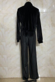 Casual Simplicity Solid Pocket Turndown Collar Long Sleeve Two Pieces