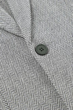 Casual British Style Geometric Patchwork Pocket Turn-back Collar Outerwear