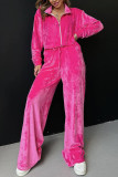 Casual Simplicity Solid Pocket Turndown Collar Long Sleeve Two Pieces