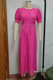 Celebrities Elegant Solid Buckle O Neck A Line Dresses