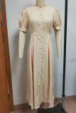 Celebrities Elegant Solid Buckle O Neck A Line Dresses
