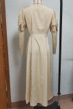 Celebrities Elegant Solid Buckle O Neck A Line Dresses