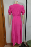 Celebrities Elegant Solid Buckle O Neck A Line Dresses