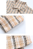 Elegant Plaid Weave Turndown Collar Outerwear