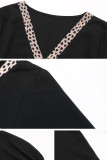 Casual Solid Patchwork V Neck Tops