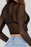 Sexy Solid See-through Turtleneck Tops