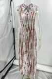 Sexy Vacation Print Backless U Neck Printed Dress Dresses