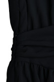 Sweet Elegant Solid Buckle Turndown Collar Waist Skirt Dresses