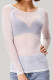 Sexy Solid See-through O Neck Tops