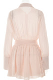 Sweet Elegant Solid Buckle Turndown Collar Waist Skirt Dresses