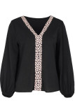 Casual Solid Patchwork V Neck Tops