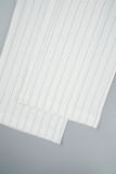 British Style Elegant Striped Bandage Turn-back Collar Long Sleeve Two Pieces