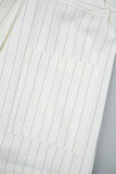 British Style Elegant Striped Bandage Turn-back Collar Long Sleeve Two Pieces