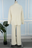 Casual Simplicity Solid Buttons Turndown Collar Long Sleeve Two Pieces