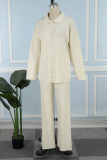 Casual Simplicity Solid Buttons Turndown Collar Long Sleeve Two Pieces