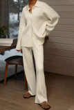 Casual Simplicity Solid Buttons Turndown Collar Long Sleeve Two Pieces