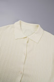 Casual Simplicity Solid Buttons Turndown Collar Long Sleeve Two Pieces