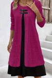Casual Color Block Contrast O Neck A Line Dresses