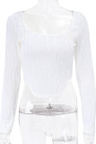 Sexy Solid Fold U Neck Tops
