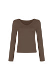 Casual Simplicity Solid V Neck Tops