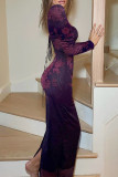 Vintage Elegant Floral Lace Bandage Square Collar One Step Skirt Dresses