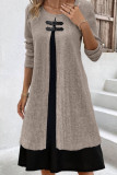 Casual Color Block Contrast O Neck A Line Dresses