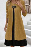 Casual Color Block Contrast O Neck A Line Dresses