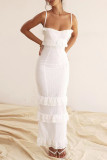 Sexy Celebrities Solid Lace U Neck Sling Dress Dresses
