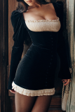 Celebrities Elegant Solid Patchwork Square Collar Wrapped Skirt Dresses
