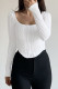 Sexy Solid Fold U Neck Tops