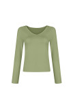 Casual Simplicity Solid V Neck Tops