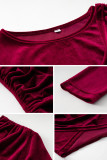 Elegant Solid Fold O Neck Long Sleeve Dresses