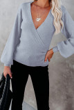 Casual Solid Patchwork V Neck Tops
