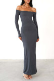 Sexy Elegant Solid Off the Shoulder One Step Skirt Dresses