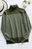 Casual Striped Contrast Turtleneck Tops