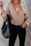 Casual Solid Patchwork V Neck Tops
