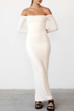 Sexy Elegant Solid Off the Shoulder One Step Skirt Dresses
