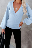 Casual Solid Patchwork V Neck Tops