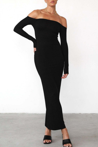 Sexy Elegant Solid Off the Shoulder One Step Skirt Dresses