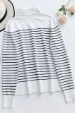 Casual Striped Contrast Turtleneck Tops