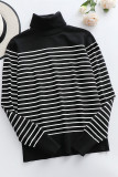 Casual Striped Contrast Turtleneck Tops
